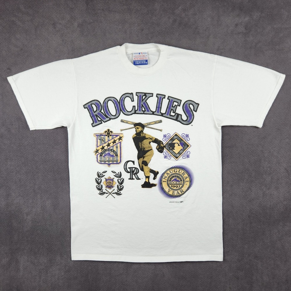 Vintage 1993 Colorado Rockies Inaugural Year Shirt Modamania Mens Large White‎